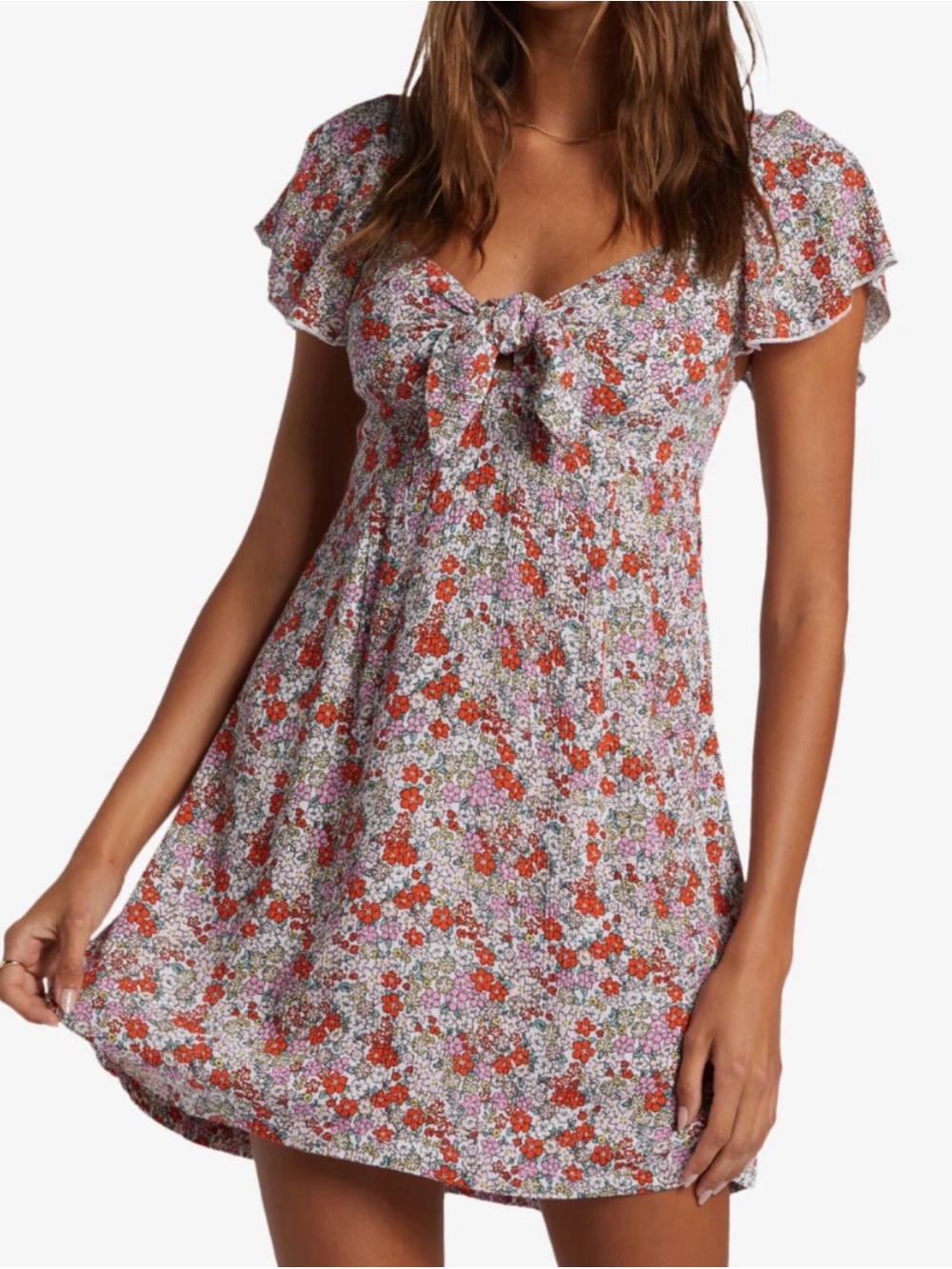 ROXY Oceanview Mini Dress in Red and Pink